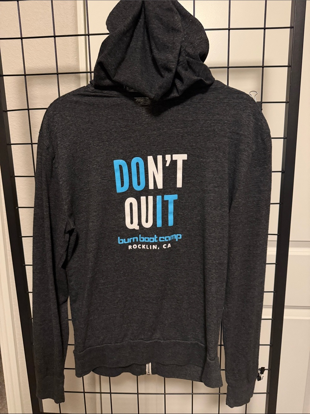 Burn Boot Camp Women's Dark Gray 'DON'T QUIT' Hooded Sweatshirt